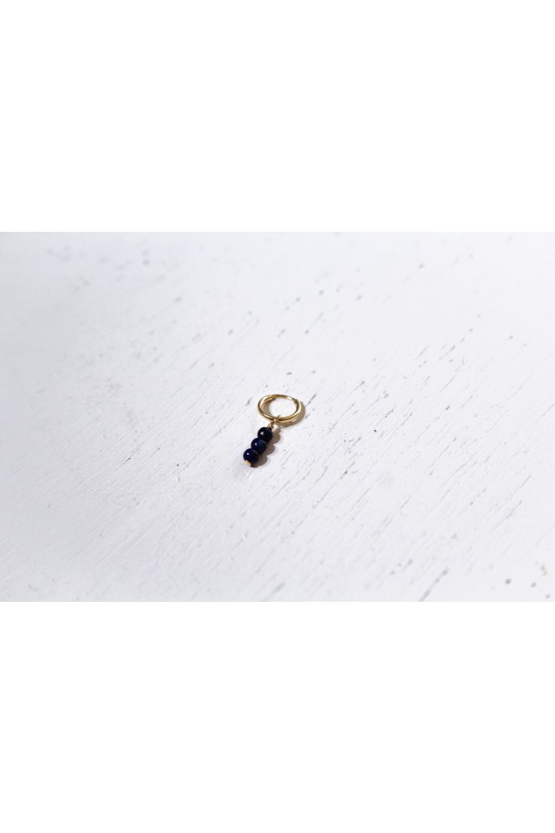 lapis hoop earring- gold ---