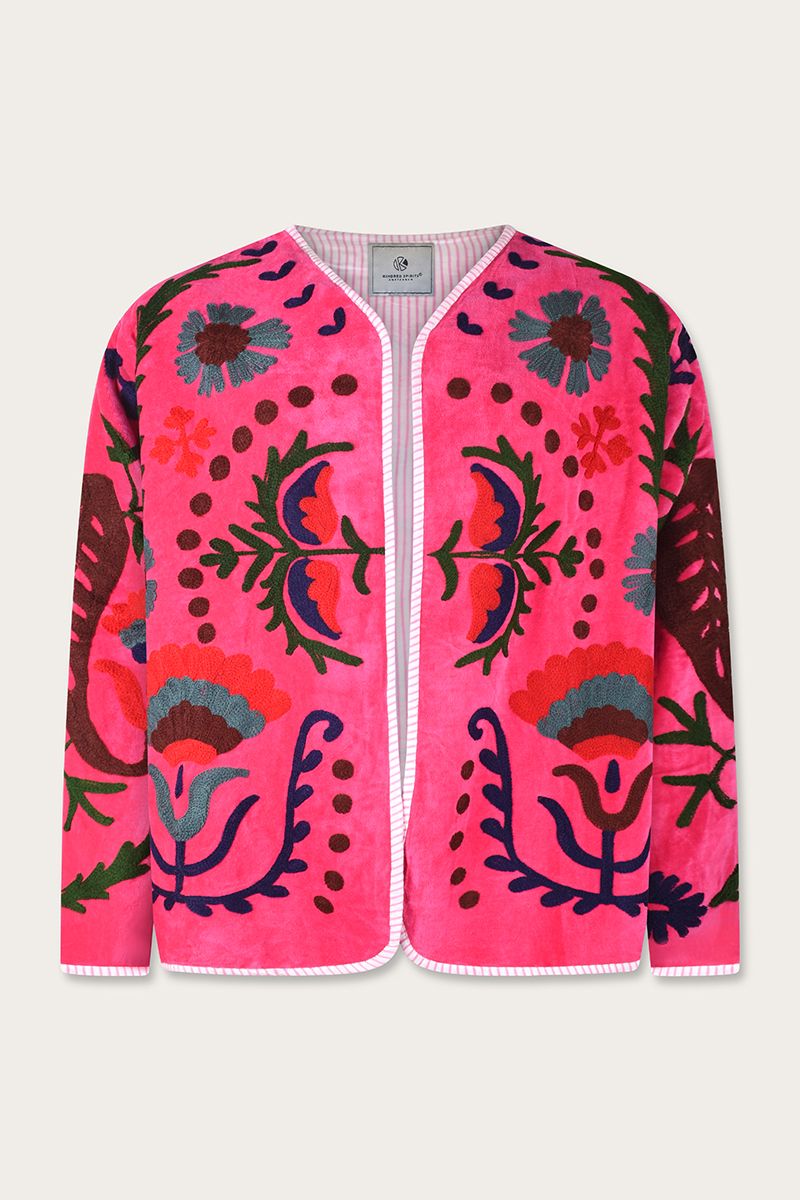 Embroidery jacket – Pink with floral Suzani embroidery