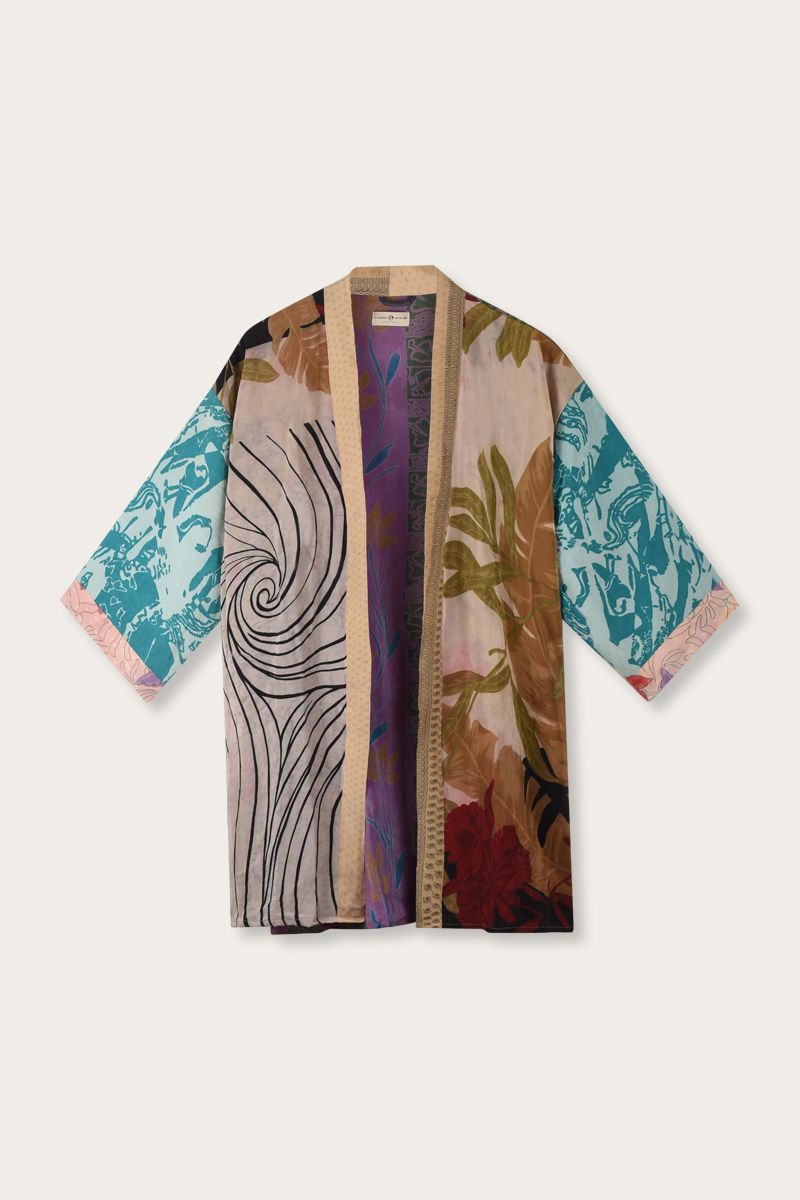 Silk Sari Kimono – Multicolor Floral