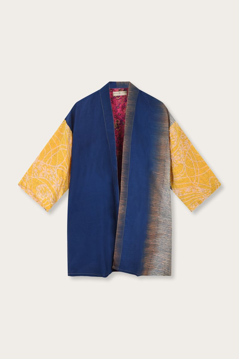 Silk Sari Kimono – Multicolor Floral
