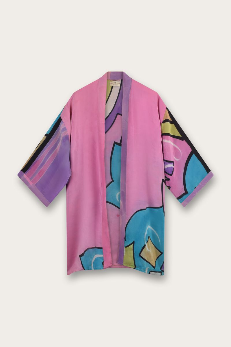 Silk Sari Kimono – Multicolor Floral