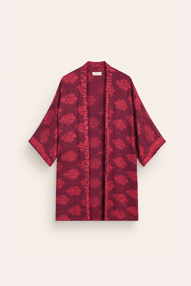 Silk Sari Kimono – Multicolor Floral