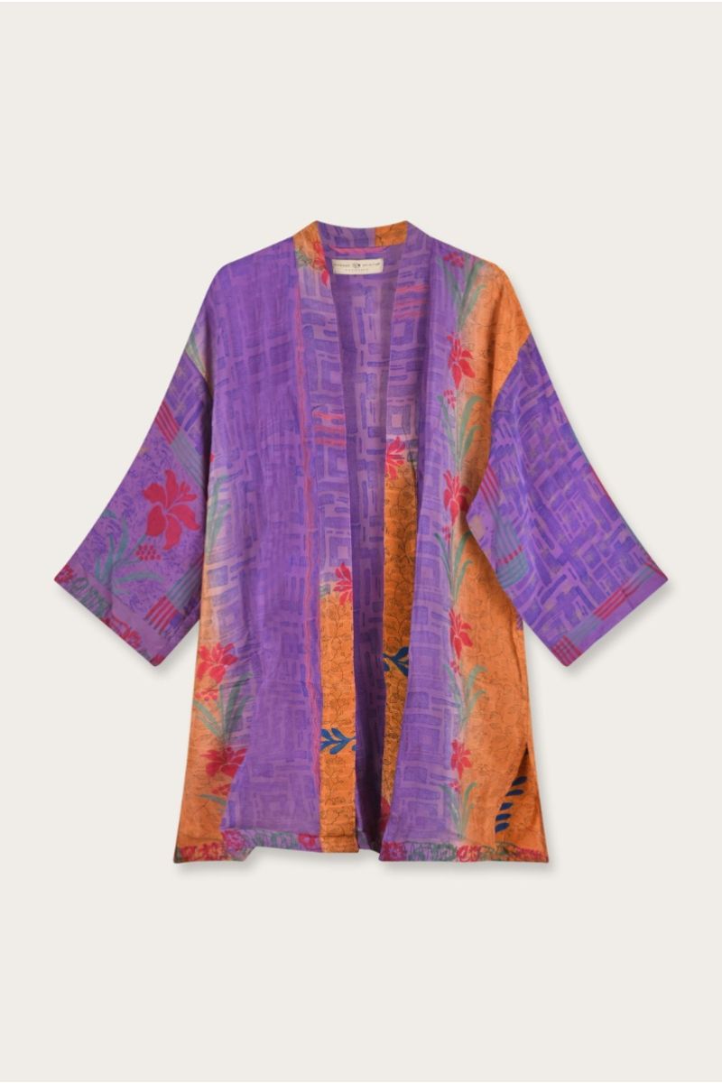 Silk Sari Kimono – Multicolor Floral