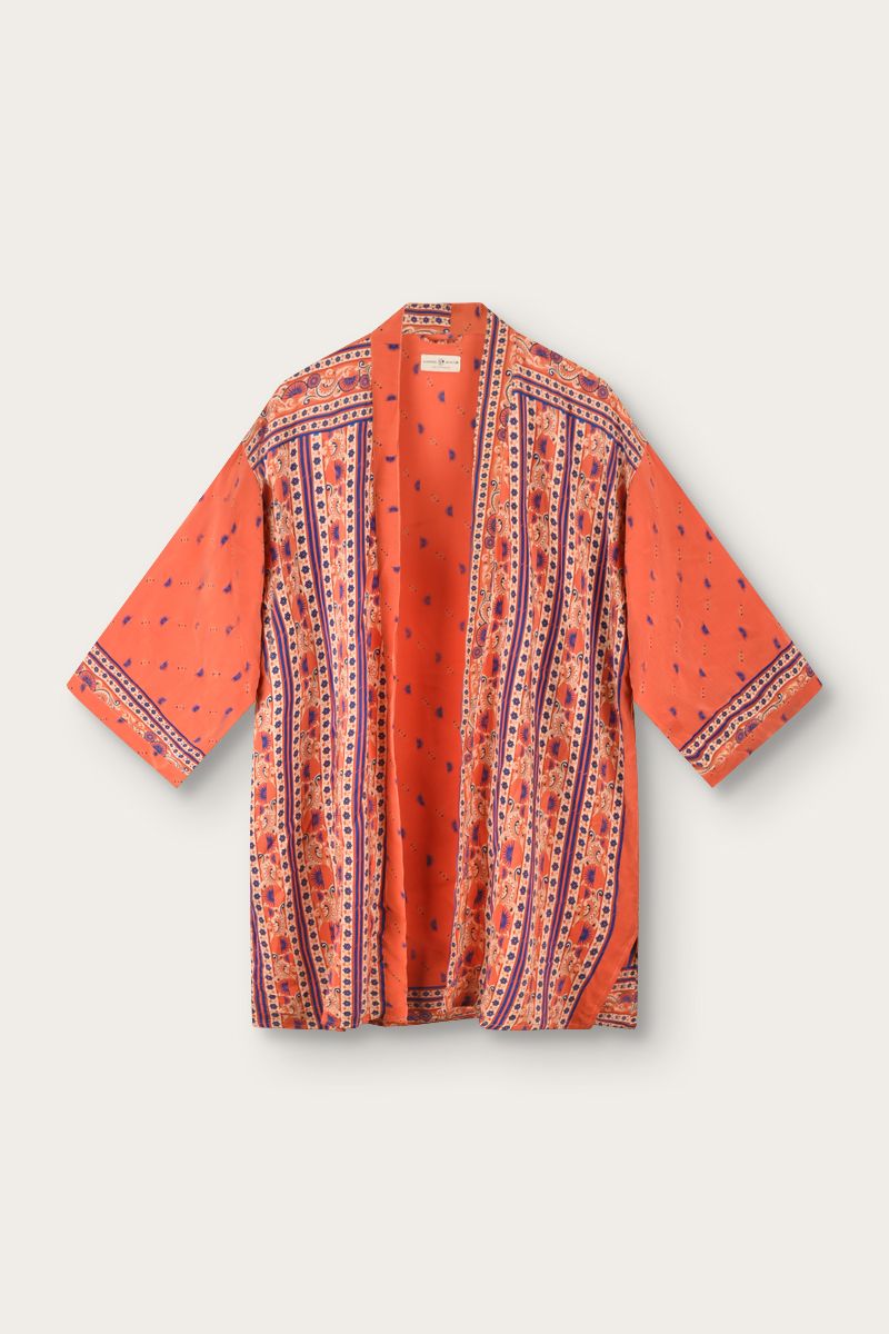 Silk Sari Kimono – Multicolor Floral