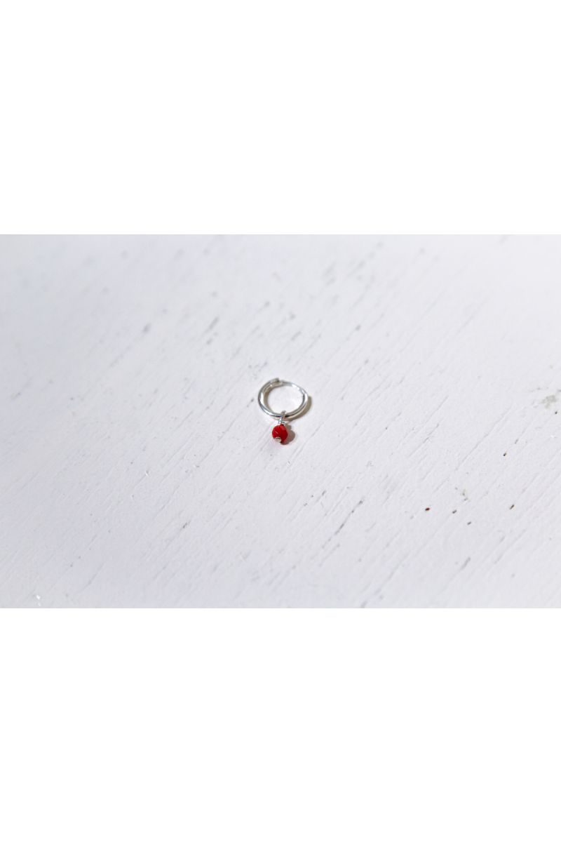 coral hoop earring- silver -