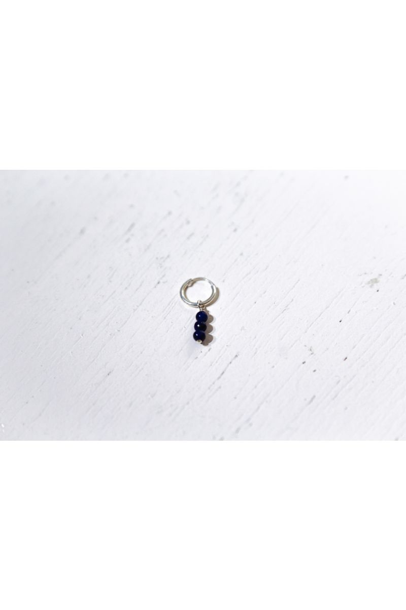 lapis hoop earring- silver ---