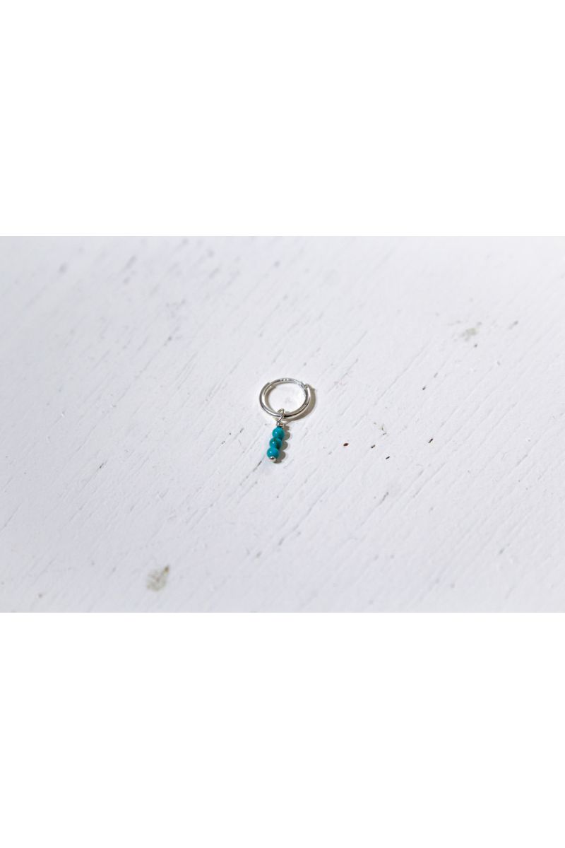 turquoise hoop earring - silver ---